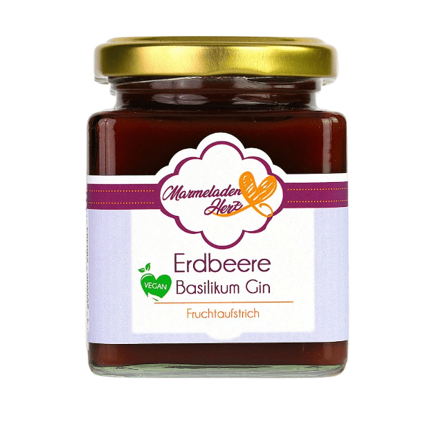 Erdbeere Basilikum Gin Fruchtaufstrich - Marmeladenherz